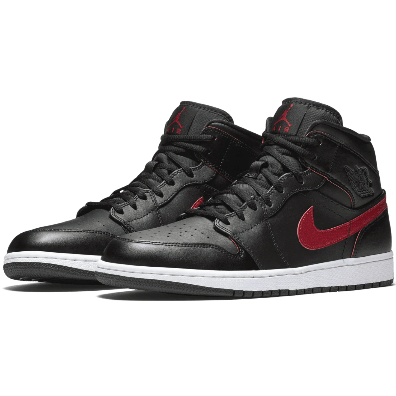 Air Jordan 1 Retro Mid 'Black Team Red' Men's Basketball Shoes - Stylish Sneakers for Casual Wear, Street Fashion & Sports Performance