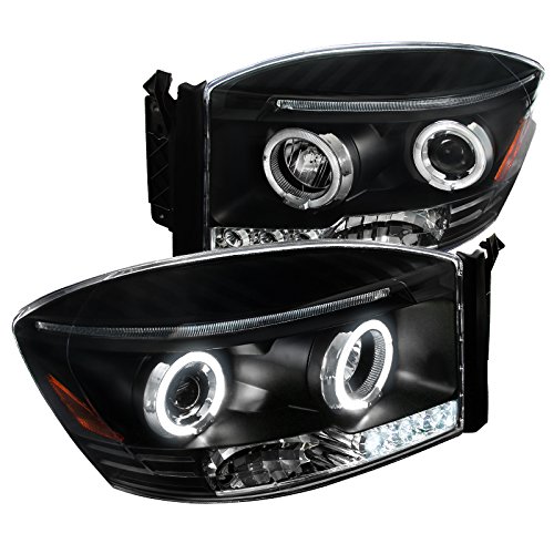 Spec-D Tuning 2LHP-RAM06JM-TM LED Halo Black Projector Headlights for Dodge Ram - High Performance Lighting Upgrade for Night Driving & Off-Road Adventures