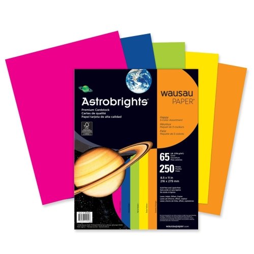 Wholesale CASE of 10 - Wausau Astrobrights 65lb Colored Card Stock Paper, 8.5