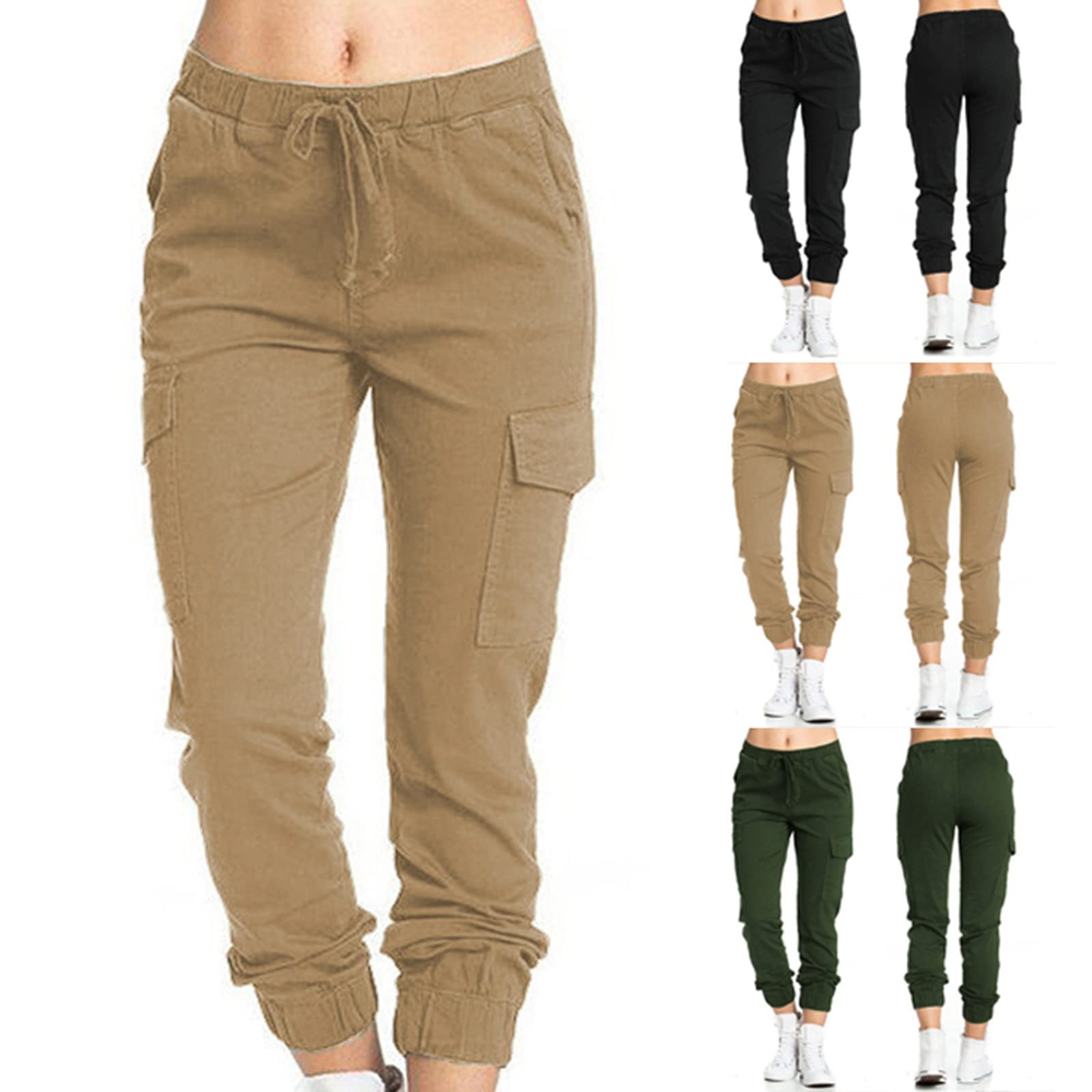 Military Cargo Joggers for Women - Plus Size Stretch Cargo Capris Pants with High Waist & Straight Leg | Relaxed-Fit Outdoor Pants for Hiking, Travel & Casual Wear