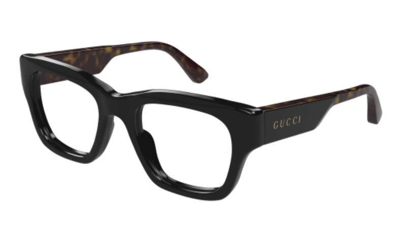 Gucci GG1669O 005 Black/Havana Square Men's Eyeglasses - Stylish Prescription Glasses for Men, Fashionable Square Frame Sunglasses - Perfect for Work, Driving & Everyday Wear