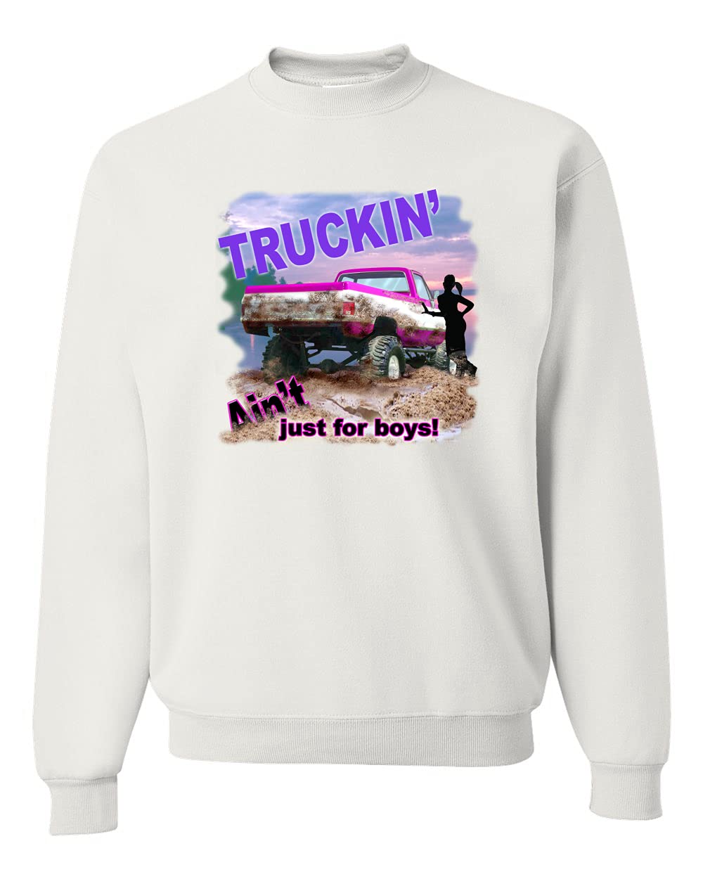 Wild Bobby Truckin' Ain't Just for Boys - Unisex Graphic Crewneck Sweatshirt with Cars & Trucks Design | Casual Streetwear for Men & Women