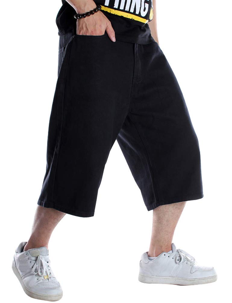 IDEALSANXUN Men’s 3/4 Length Denim Shorts - Big & Tall Loose Fit Stretch Jeans Shorts for Casual Wear & Summer Outfits