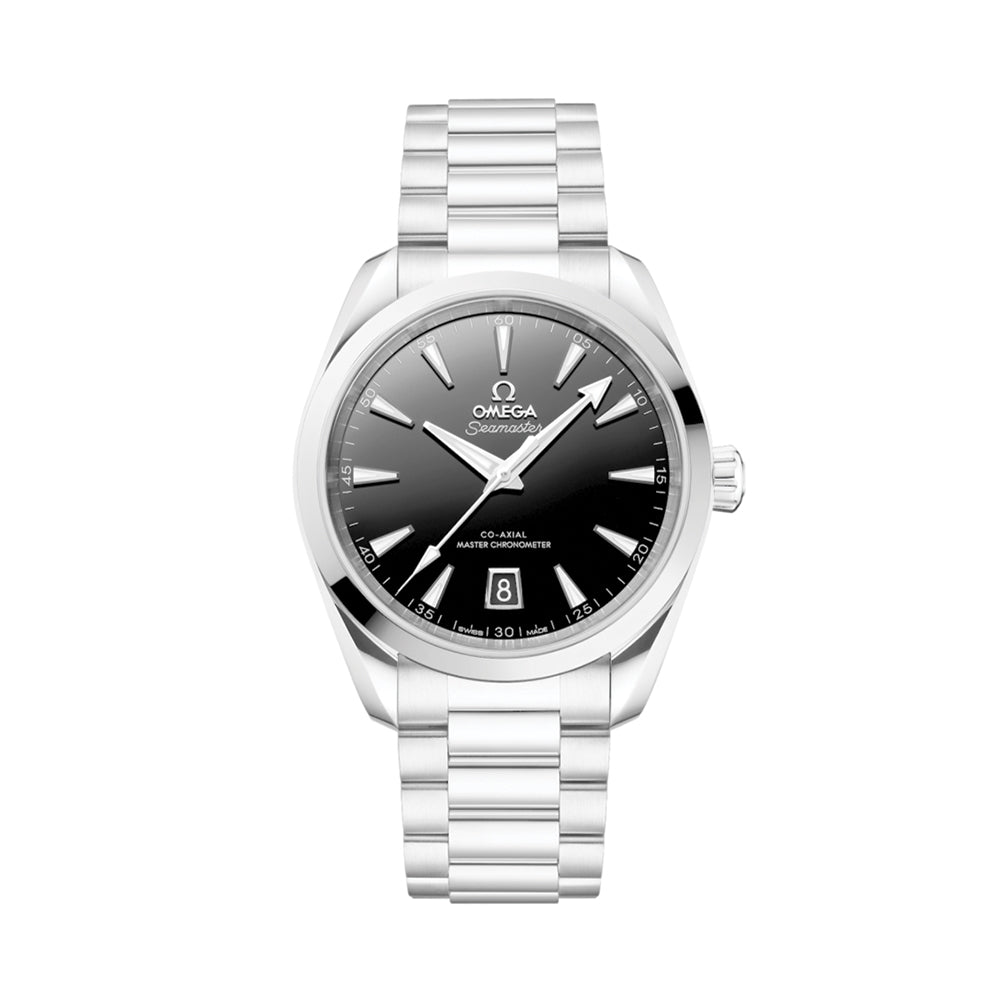 Omega Seamaster Aqua Terra 150M Co-Axial Master Chronometer 38mm Men's Watch - Black Lacquer Dial on Stainless Steel Bracelet - Luxury Dive Watch for Business, Travel & Water Sports