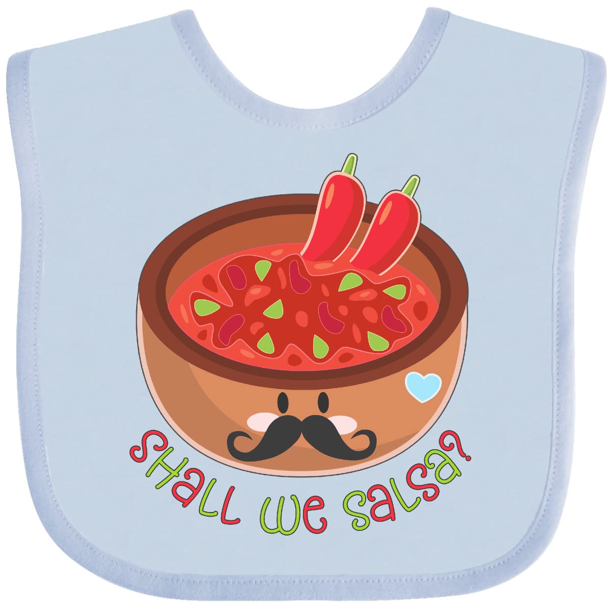Inktastic Shall We Salsa Bowl of Dip with Mustache Baby Bib - Funny Mustache Bib for Babies, Unique Baby Shower Gift, Perfect for Mexican Food Parties & Family Gatherings