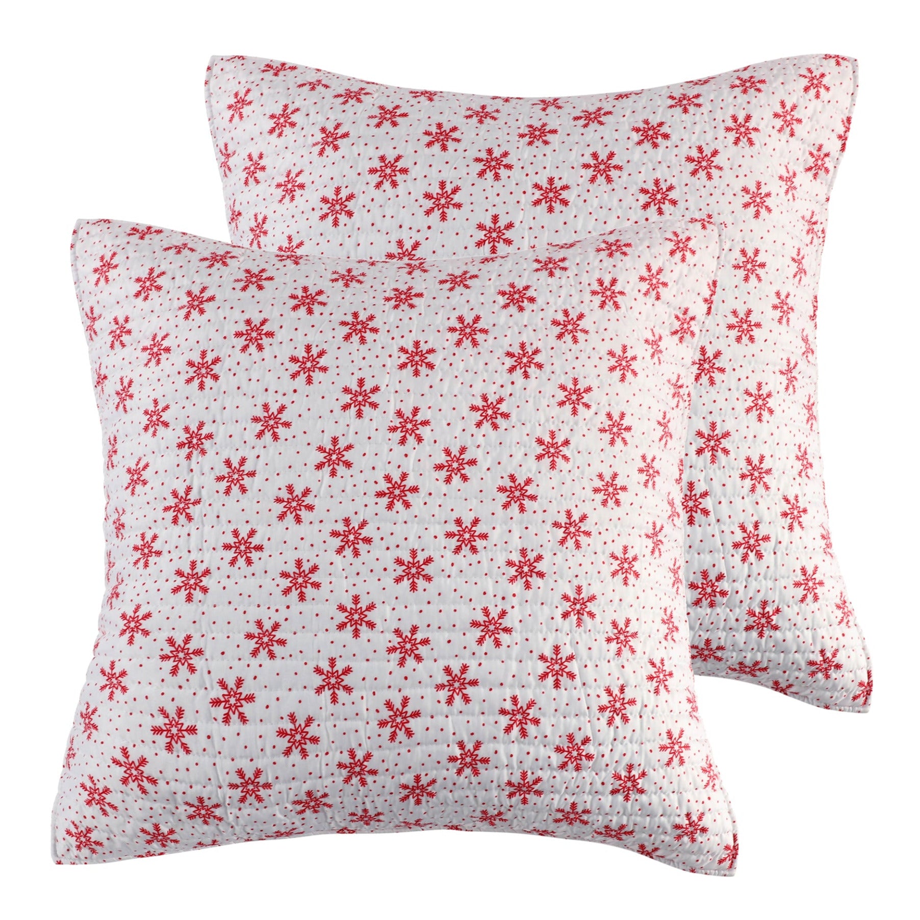 Let It Snow Euro Sham Pillowcase Set of 2 - Winter Holiday Decorative Bedding for Christmas Home Decor