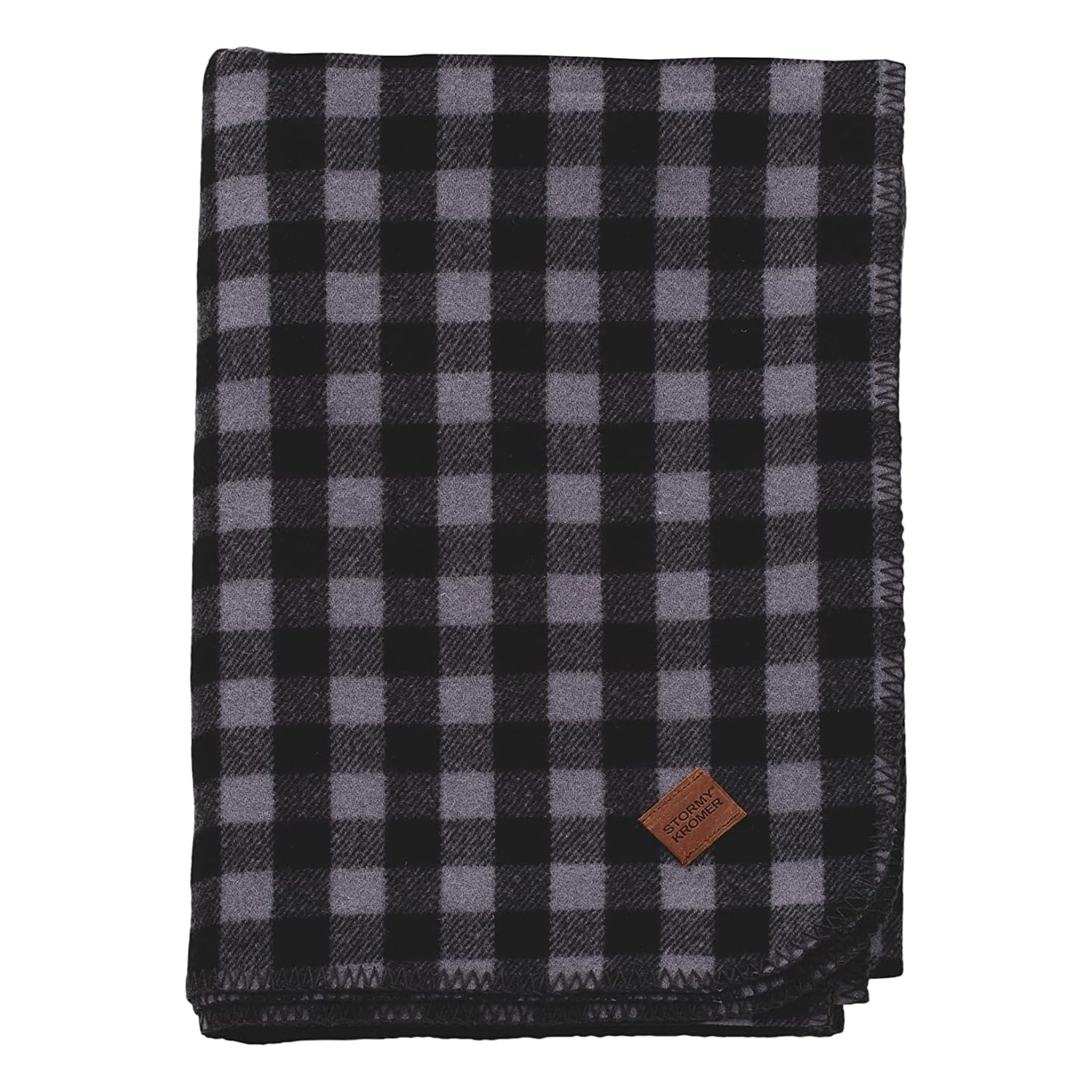 Stormy Kromer Black & Gray Plaid Wool Blanket - Warm Winter Throw for Camping, Cabin & Home Decor - Heavyweight 100% Wool Blanket for Couches, Beds & Outdoor Adventures