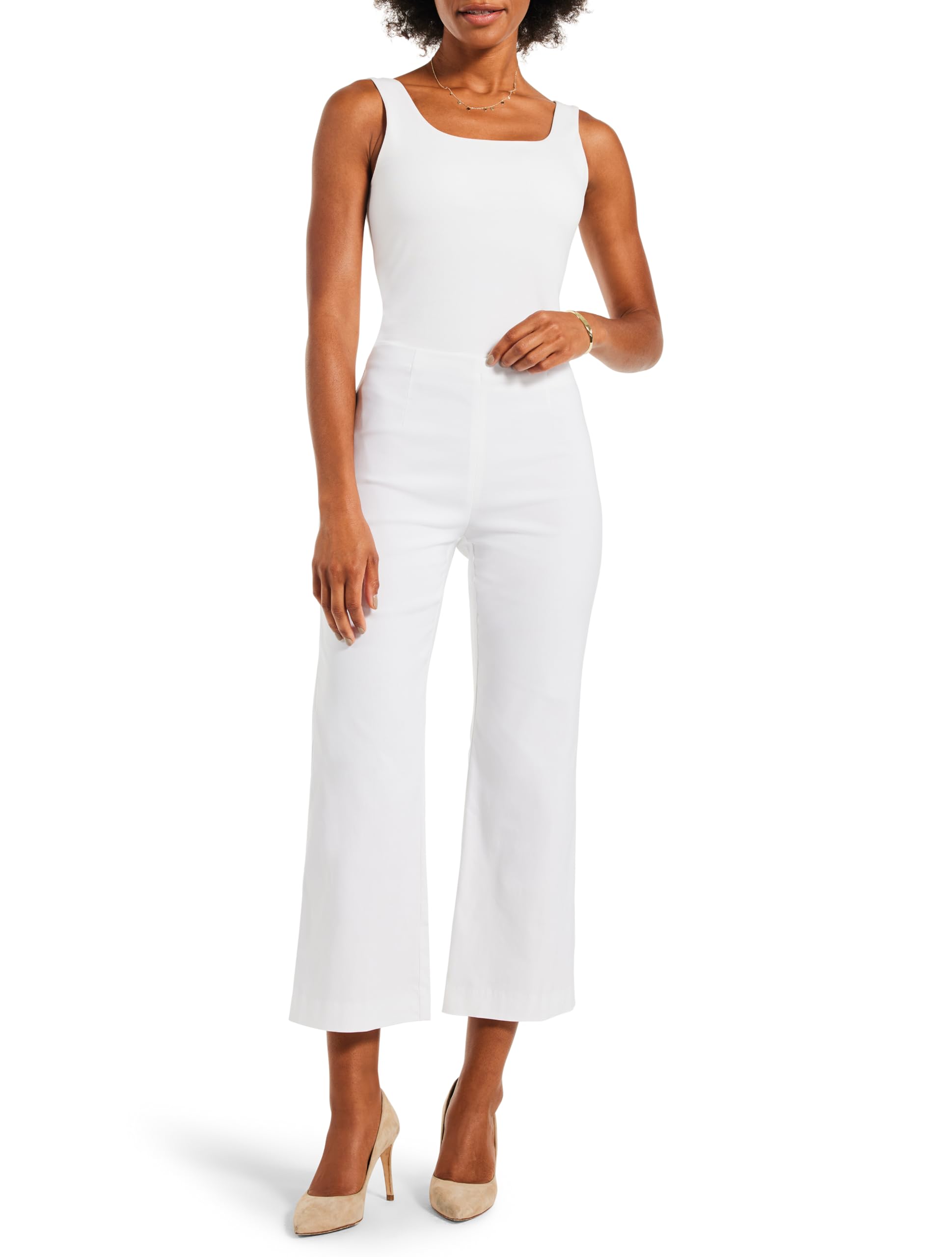 NIC+ZOE Women's Polished Wonderstretch Wide-Leg Crop Pants - Comfortable High-Waisted Stretchy Trousers for Work, Office & Casual Wear