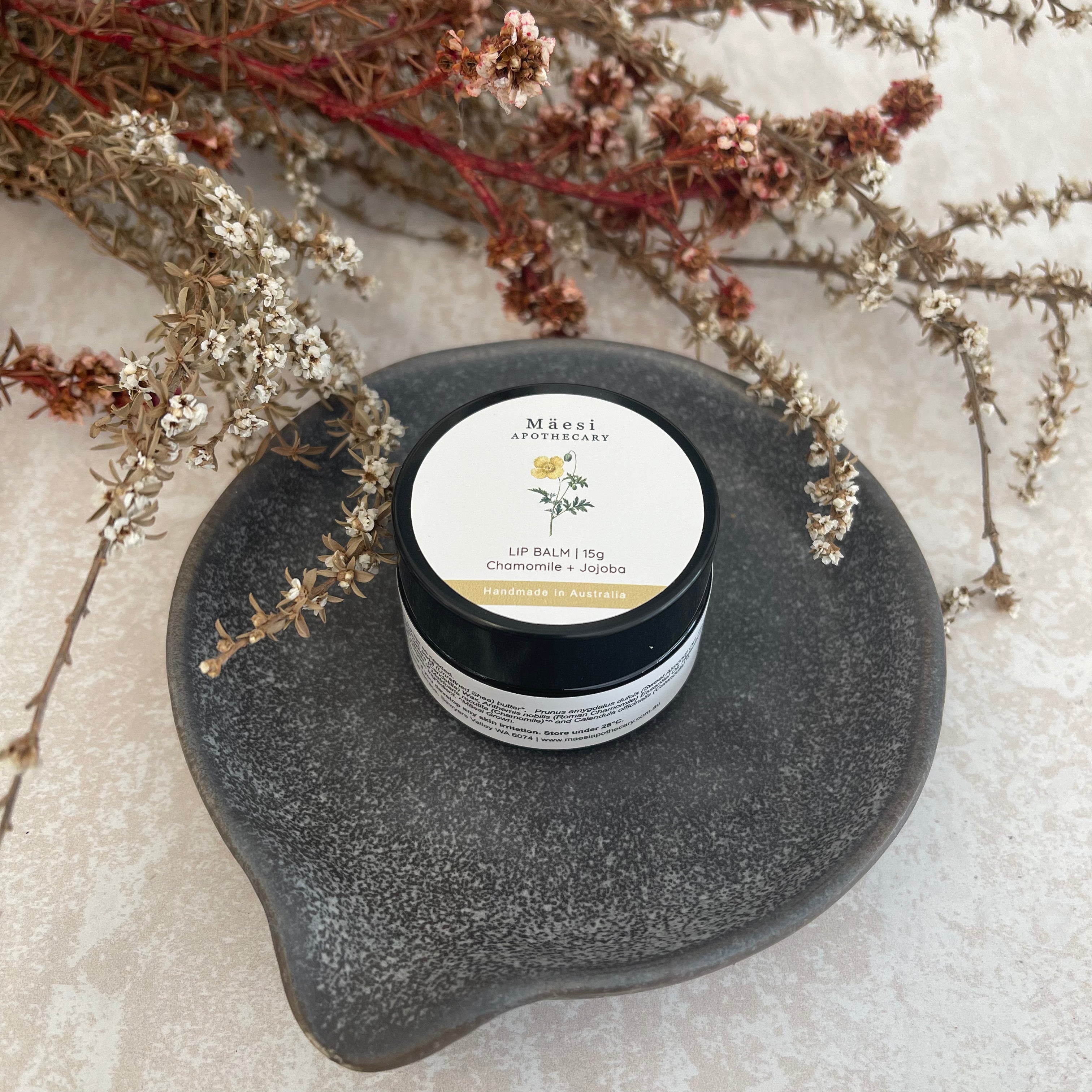 Organic Lip Repair Balm with Chamomile & Jojoba Oil - Soothing Dry, Chapped Lips - Perfect for Winter Care & Daily Hydration