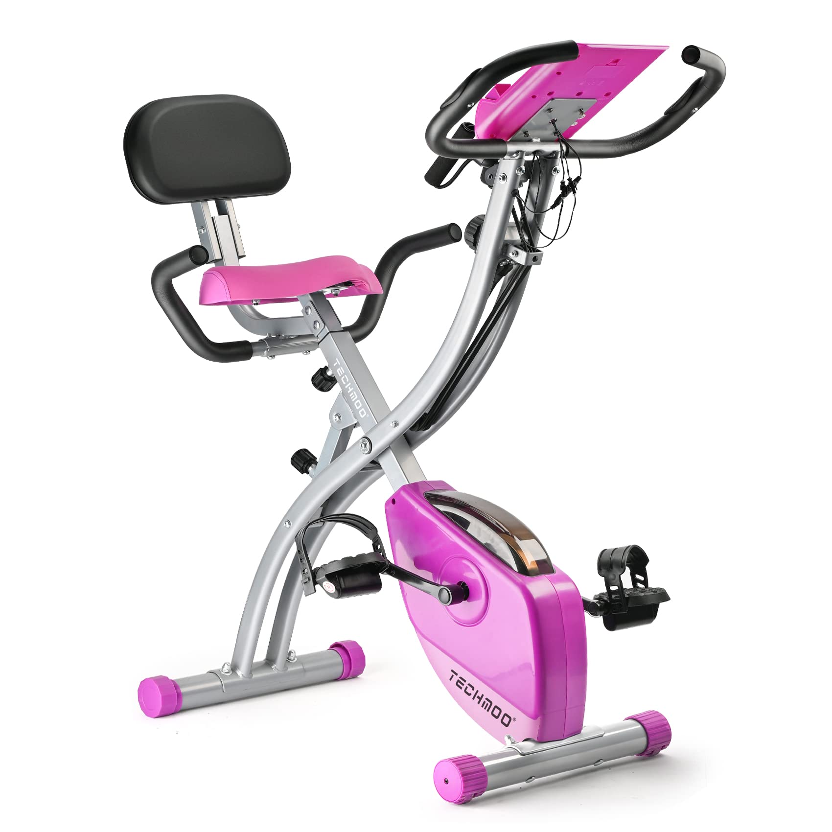 Foldable Exercise Bike for Home Workout - Adjustable Upright & Recumbent Stationary Bike with LCD Monitor, Pulse Sensor & Resistance Bands | Portable Indoor Cycling Machine for Cardio Training, Fitness & Small Spaces