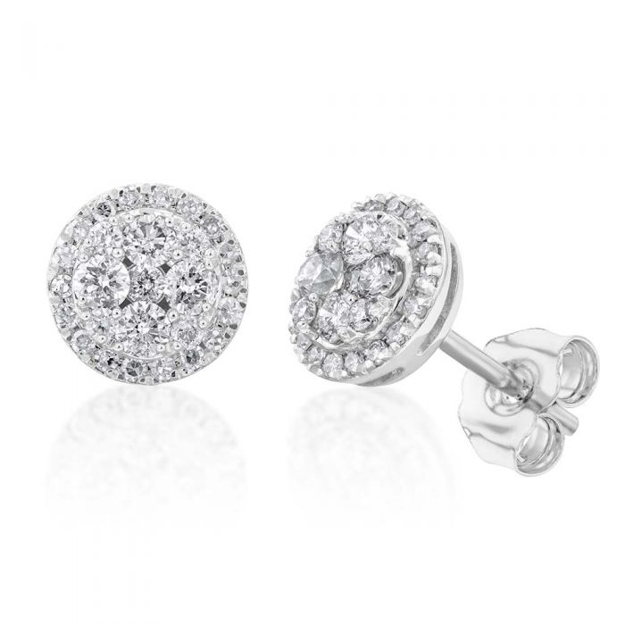 9ct White Gold 1/2 Carat Diamond Stud Earrings for Women - Elegant & Timeless Jewelry Gift for Anniversary, Wedding, or Special Occasion