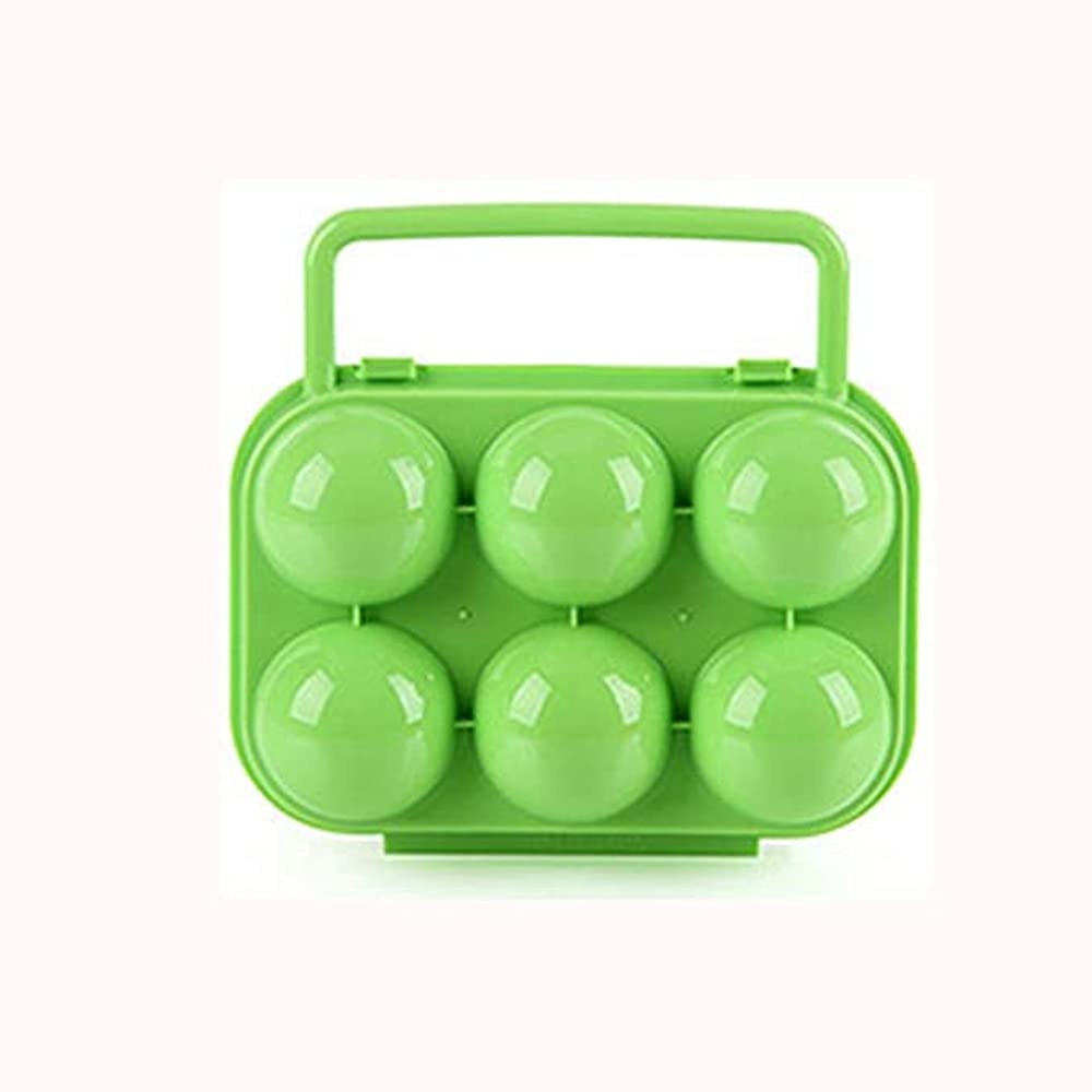 BE-STRONG 4-Pack Portable Egg Storage Containers with Handle - Foldable Plastic Egg Holder with Lid for Camping, BBQ, Picnic & Travel - Green (Holds 6 Eggs Each) | Perfect for Outdoor Adventures & Kitchen Organization