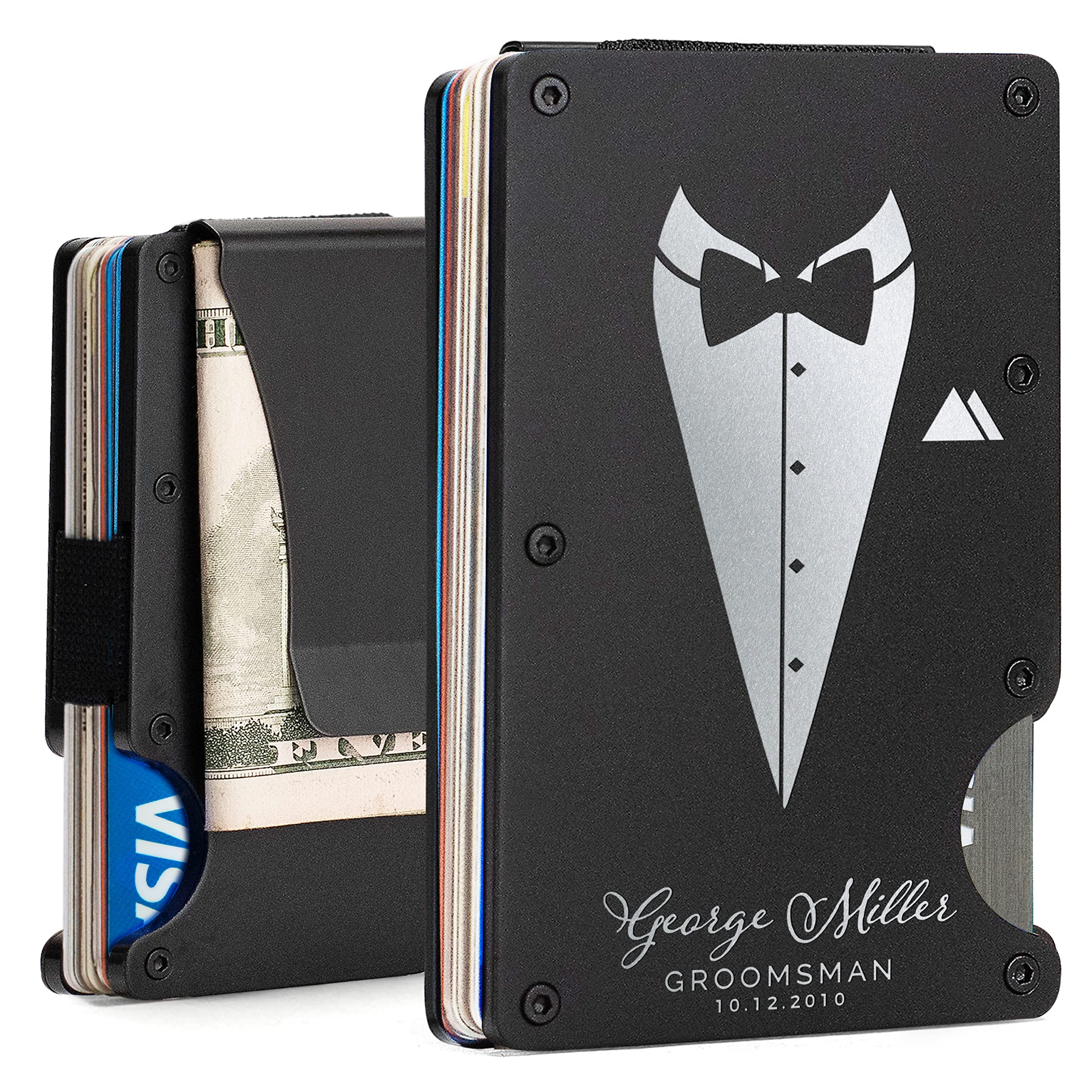 10-Piece Custom Engraved Wallet Set for Men - Personalized Groomsmen Proposal Gifts - Perfect for Weddings, Bachelor Parties & Best Man Gifts