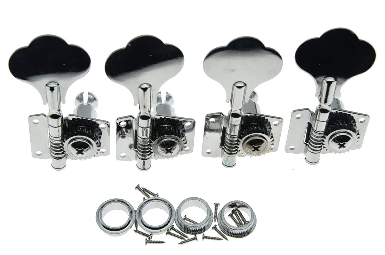 Chrome 4R Bass Tuners - Precision Tuning Keys & Machine Heads for Jazz Bass & Precision Bass - Perfect for Guitar Setup & Maintenance