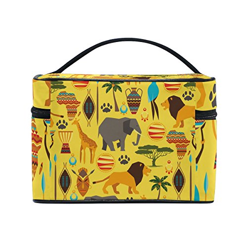 Cute Cartoon Elephant Print Travel Makeup Bag - Waterproof Cosmetic Organizer Case for Toiletries, Makeup Brushes & Accessories | Perfect for Vacation, Gym & Daily Use