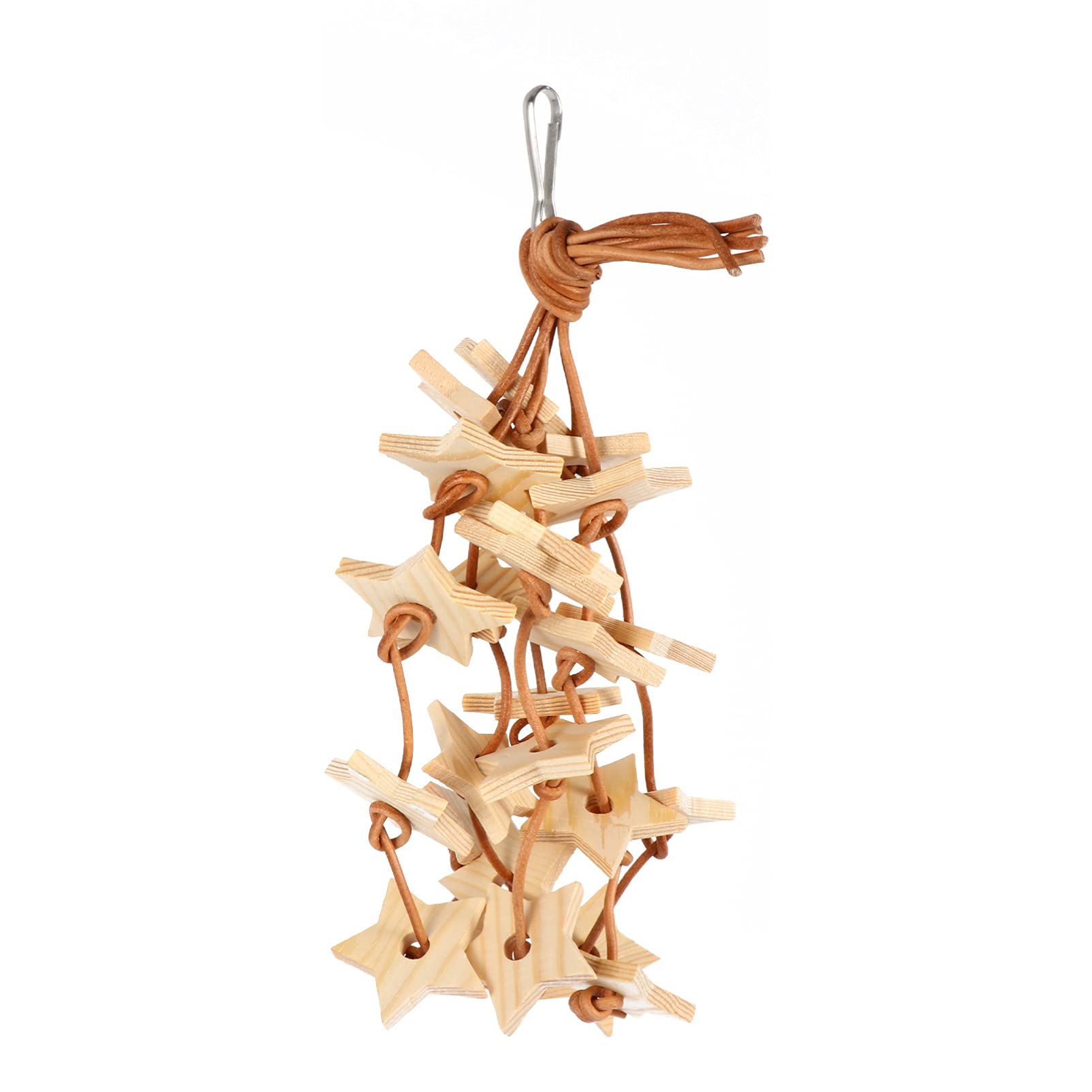 Balacoo Wooden Star Chew Toy for Parrots - Hanging Cage Toy for Birds, Chewing & Grinding Pendant - Natural Wood Molar Toy for Parrot Beak Care - Perfect for Playtime & Stress Relief in Bird Cages