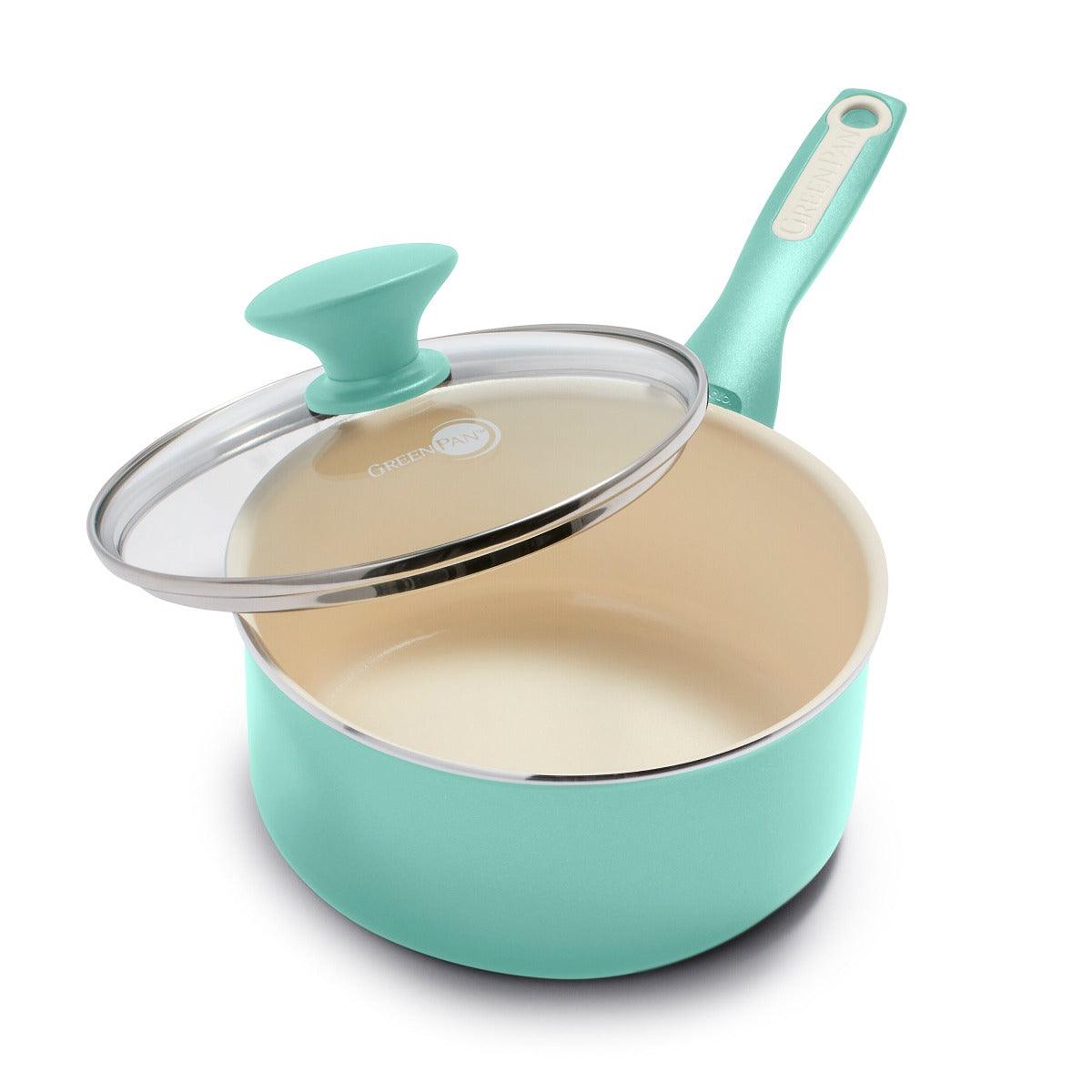 Rio Ceramic Nonstick 2 Quart Saucepan with Lid - Turquoise Cookware for Healthy Cooking | Perfect for Sauces, Soups & Stews