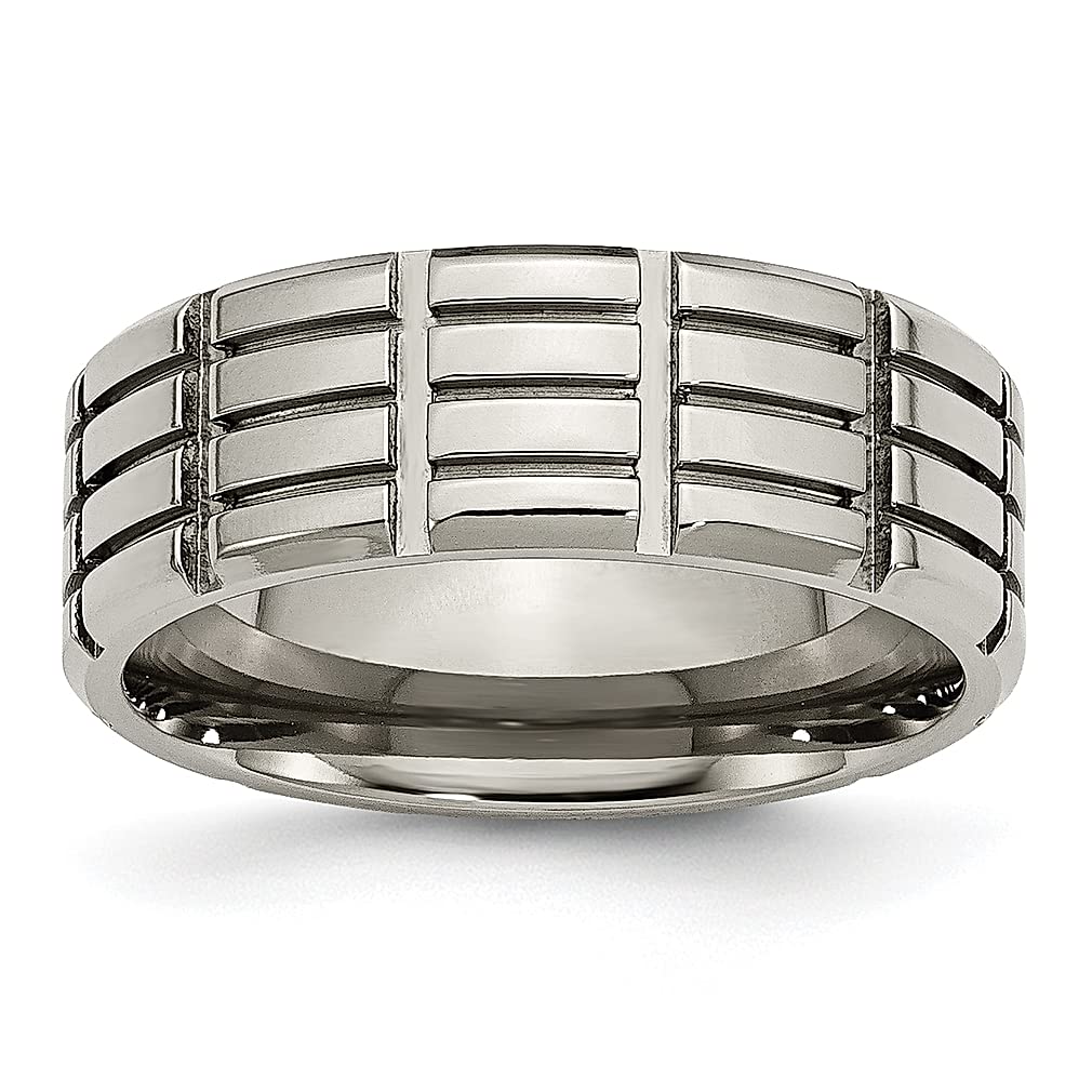 Titanium 8mm Wedding Band for Women - Elegant Grooved Ring for Her | Anniversary & Engagement Gift