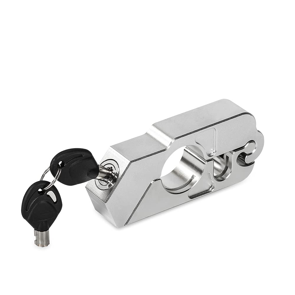 Universal Motorcycle Anti-Theft Grip Lock - Silver Handlebar Throttle Security Lock for Enhanced Motorcycle Protection in Urban and Outdoor Settings