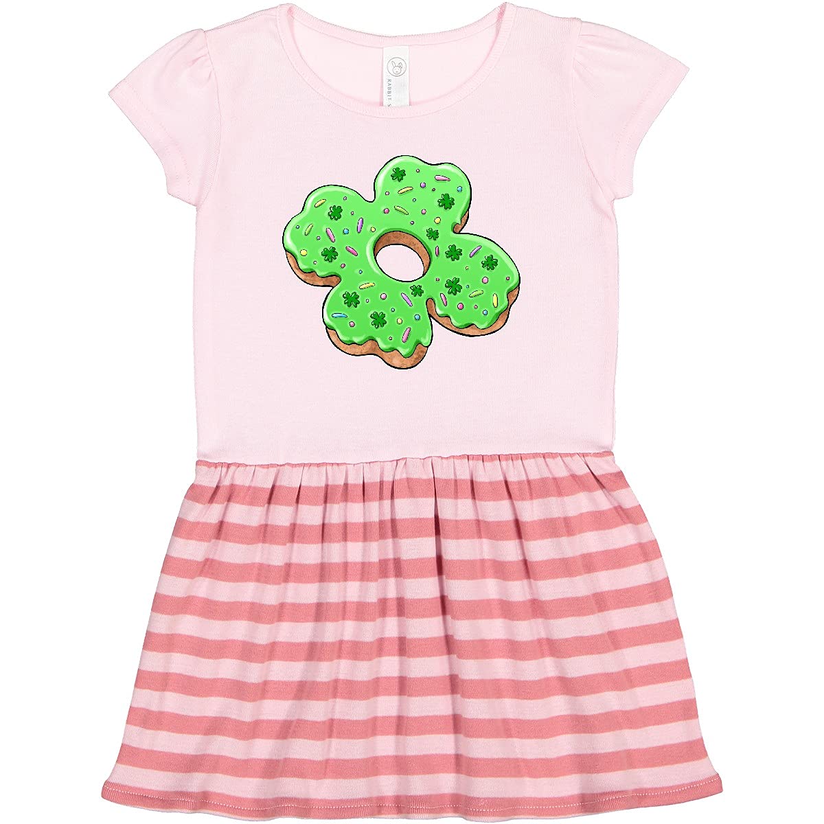 Inktastic St. Patrick's Day 4 Leaf Clover Donut with Sprinkles Toddler Dress - Cute Irish Outfit for Baby Girls' Holiday Party & Photo Shoots