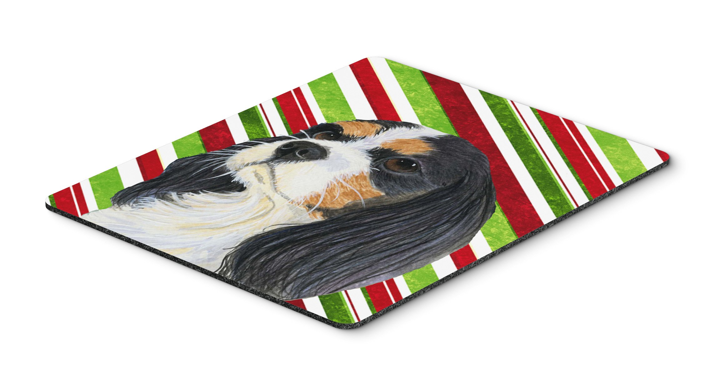 Cavalier Spaniel Candy Cane Holiday Christmas Mouse Pad - Large Washable Desk Mat for Home Office, Gaming & Computer Work | Festive Pet Lover Gift & Kitchen Hot Pad Trivet