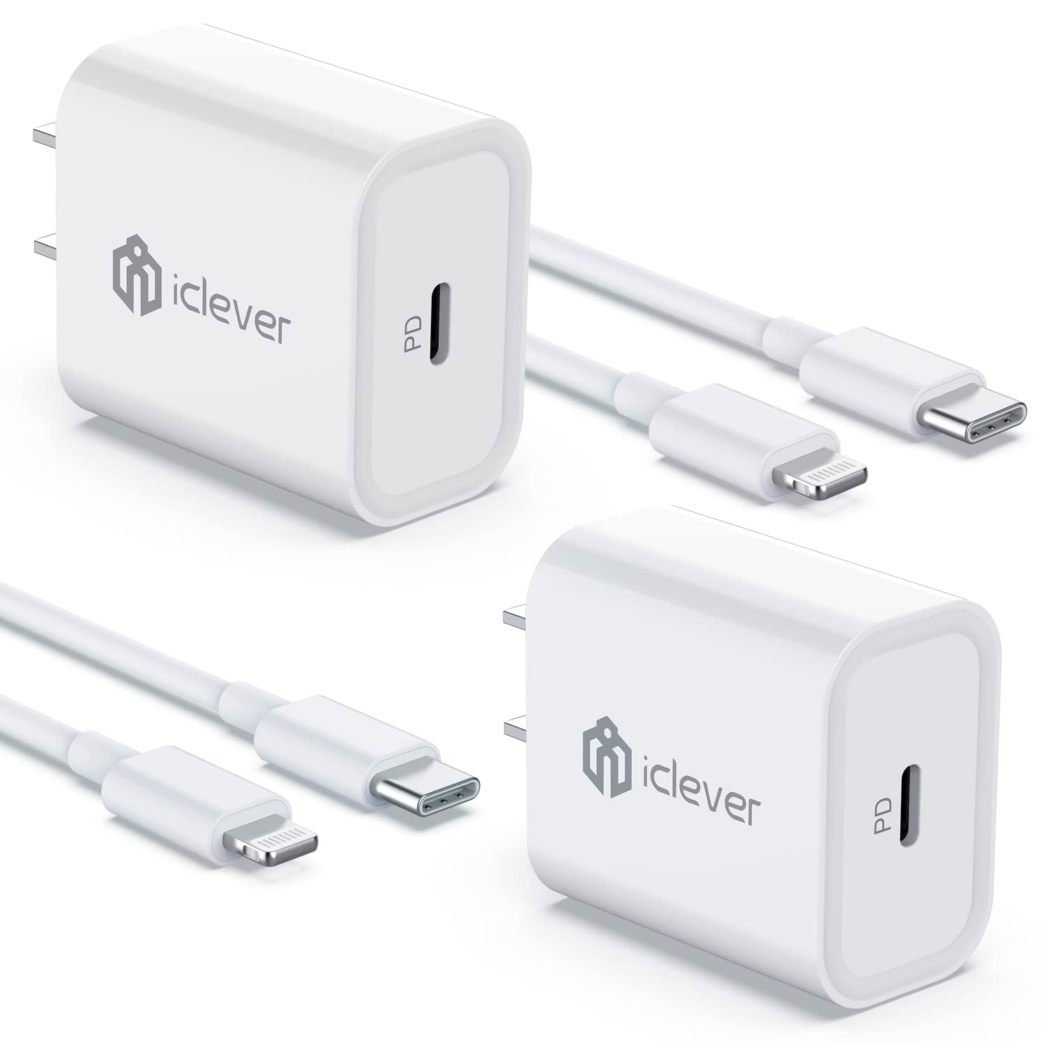 iClever 20W PD USB C Fast Charger - MFi Certified Fast Wall Charger Adapter with 6.6FT USB C to Lightning Cable for iPhone 14/13/12/11 Pro & iPad Pro - Perfect for Home, Office & Travel Charging