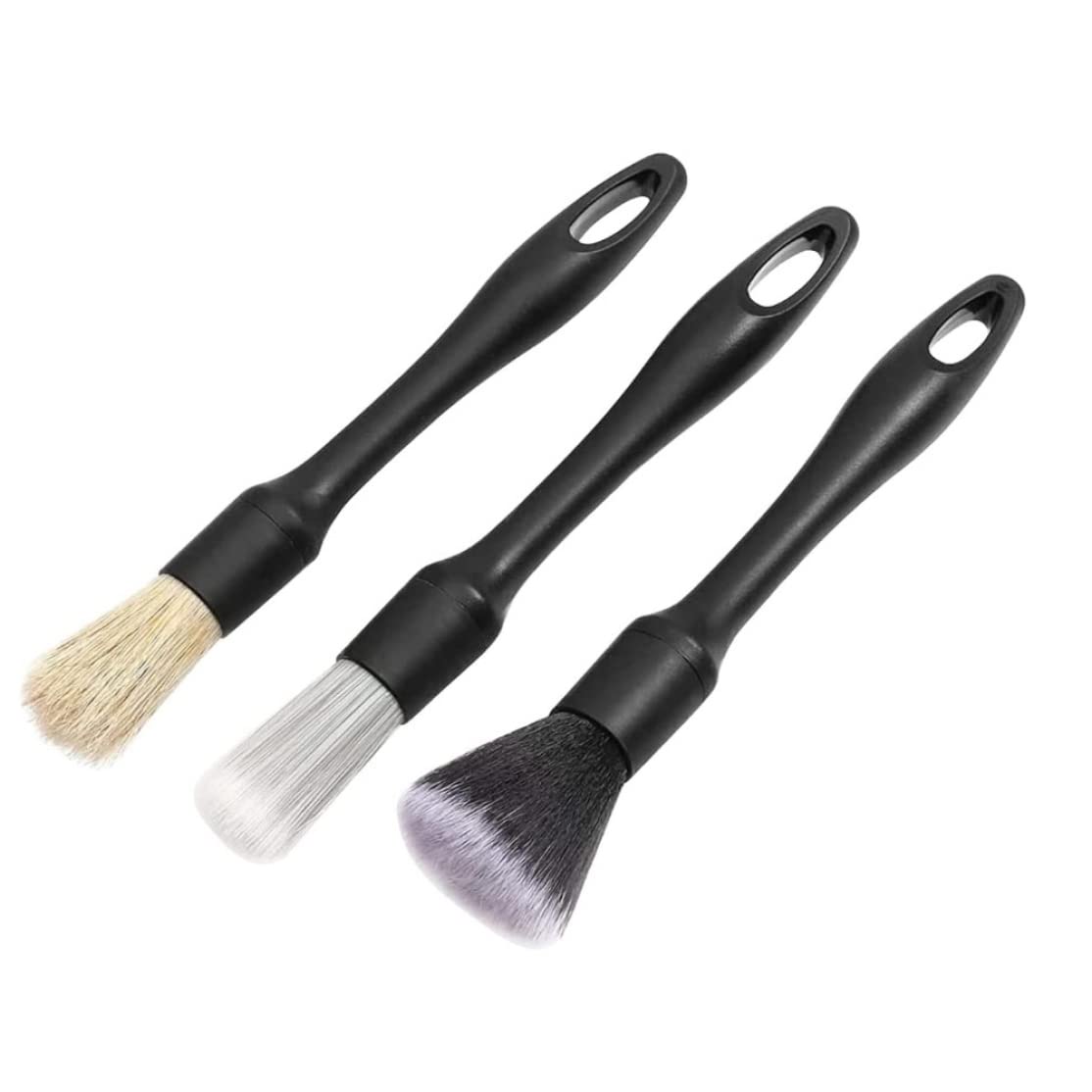 Premium Car Detailing Brush Set - 3 Soft Boar Hair & Microfiber Brushes for Dashboards, Air Vents, Engine Bay Cleaning | Gentle Scratch-Free Auto Detailing Tools for Cars, Trucks & Motorcycles | Perfect for Professional Detailing & DIY Car Care