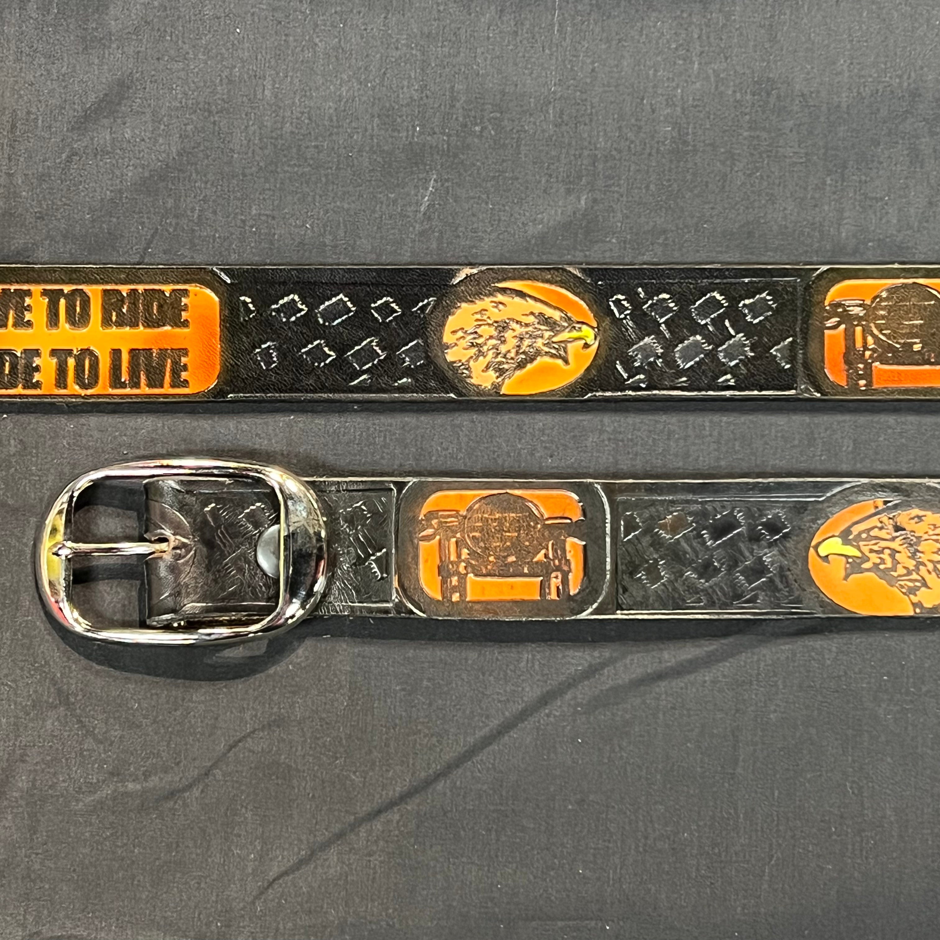 Leather Motorcycle Belt - Hand-Painted 'Live to Ride' Design for Bikers | Perfect for Motorcycle Enthusiasts & Riding Gear Accessories