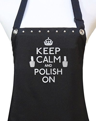 Waterproof Polyurethane Nail Technician Apron - Keep Calm & Polish On - Ideal for Salon Professionals & DIY Manicures at Home