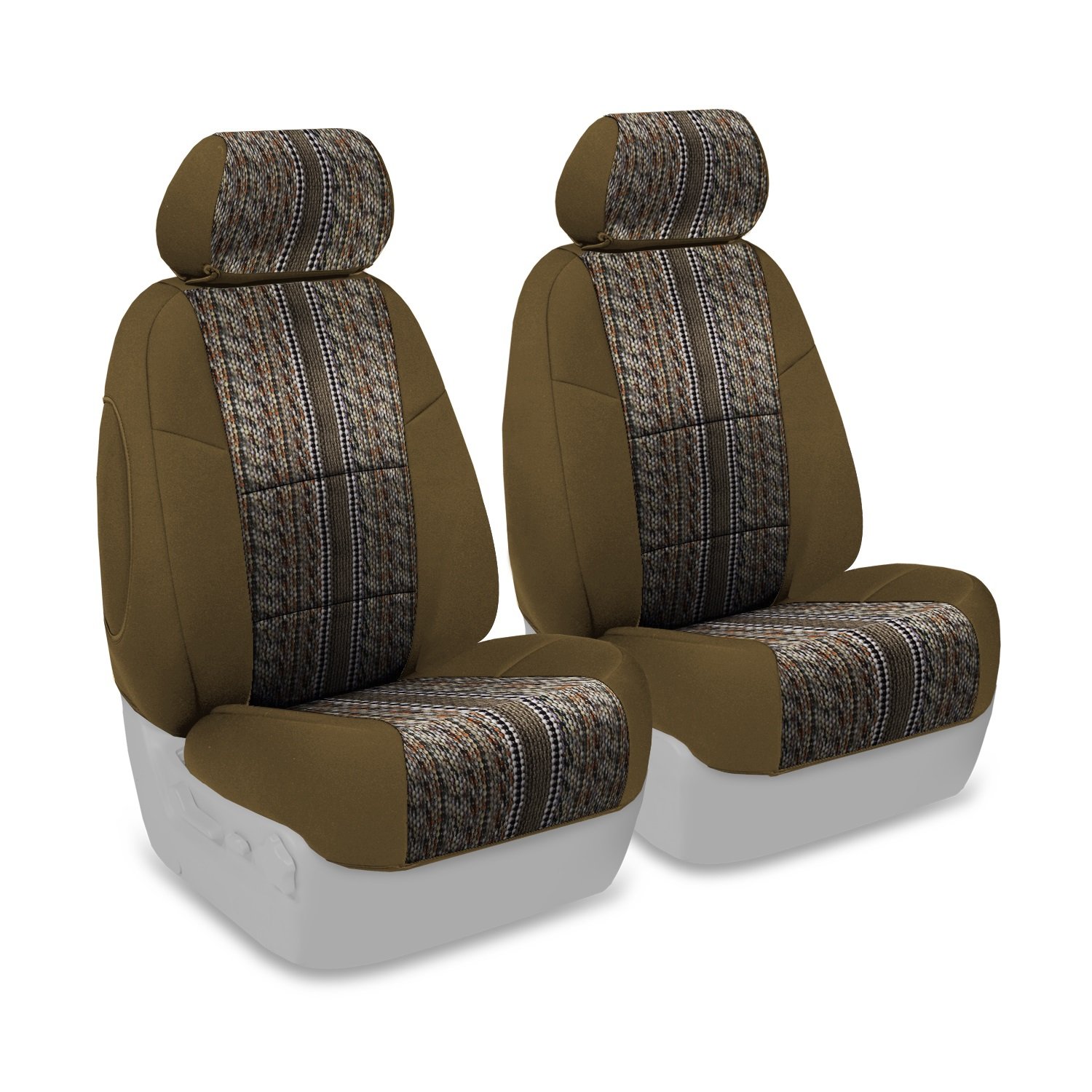 Coverking Custom Fit 50/50 Bucket Seat Cover for GMC Terrain - Saddleblanket Design (Camel/Neosupreme Tan) | Durable Protection & Style for Off-Roading, Camping & Daily Commute