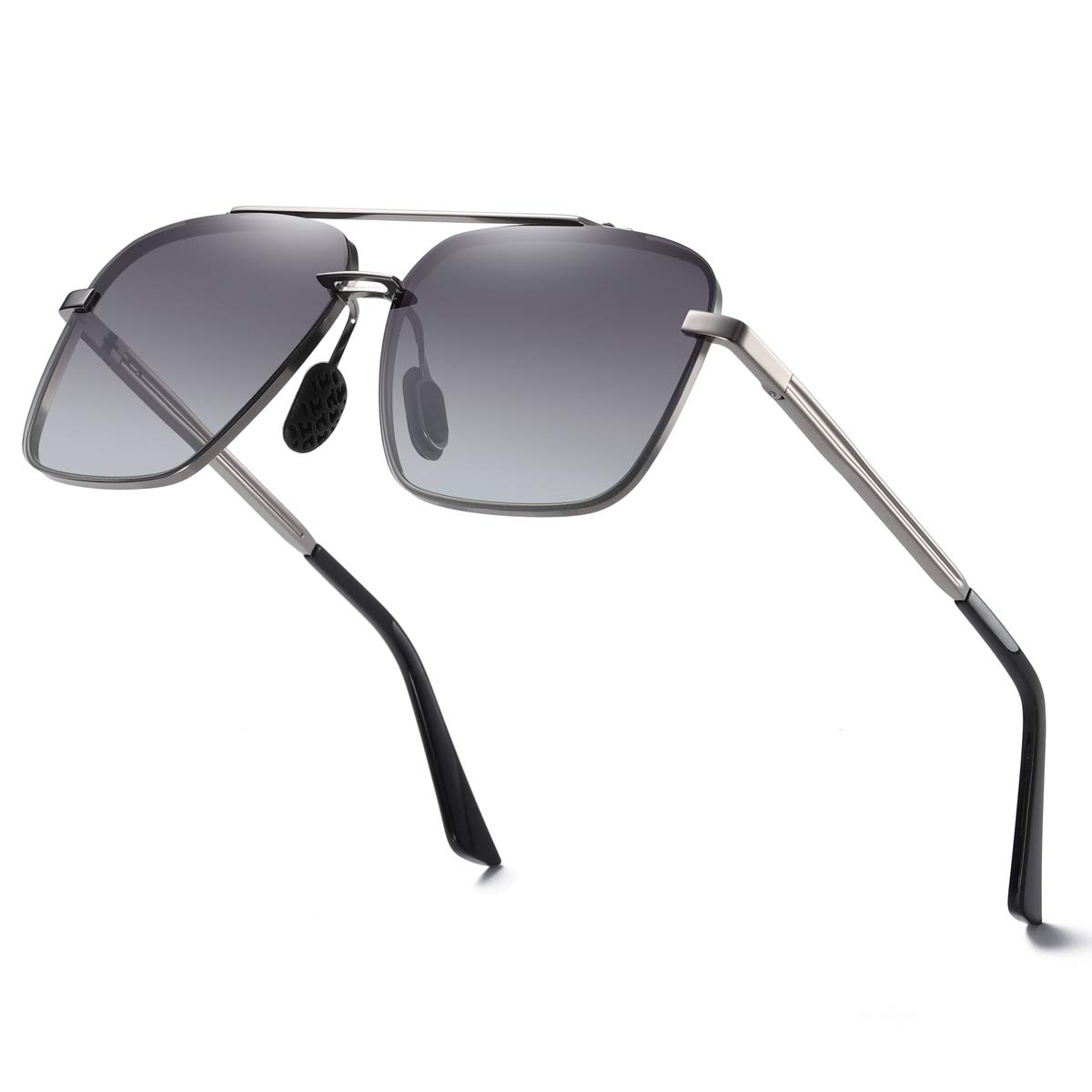Polarized Aviator Sunglasses for Men - Oversized Square Metal Frame - Gradient UV400 Protection Lenses - Perfect for Driving, Fishing & Outdoor Activities