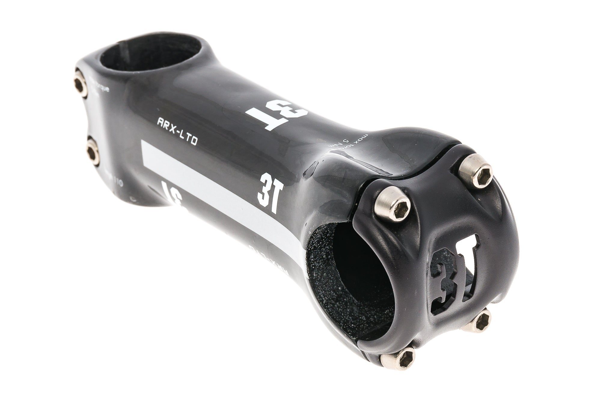 3T ARX LTD Carbon Fiber Bicycle Stem - 31.8mm Clamp, 110mm Length, 6 Degree Angle - Black/Silver - Lightweight & Durable for Road & Mountain Bikes