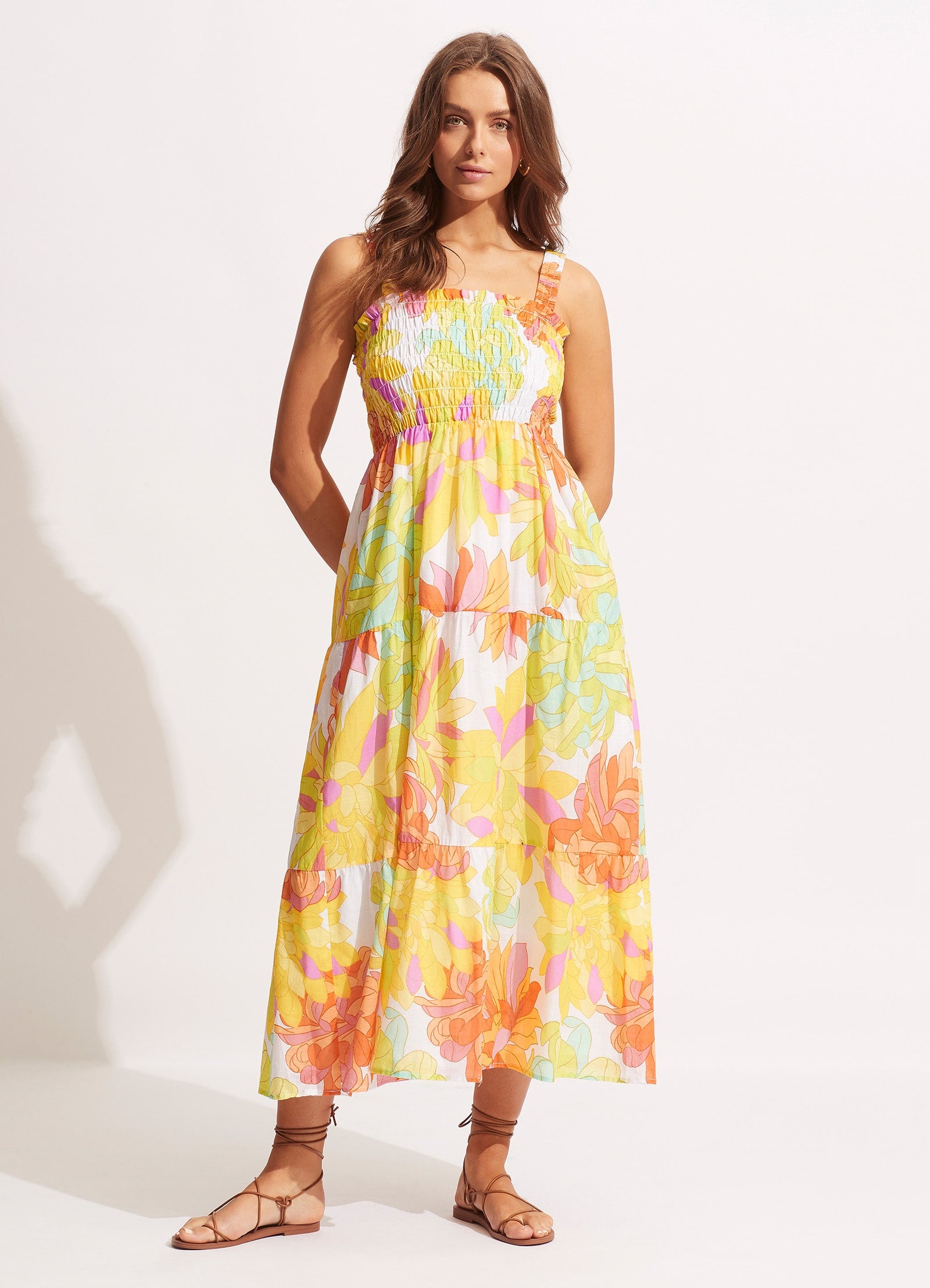Stylish Palm Springs Midi Dress in Lime Light - Perfect for Summer Vacations, Beach Parties & Casual Outings