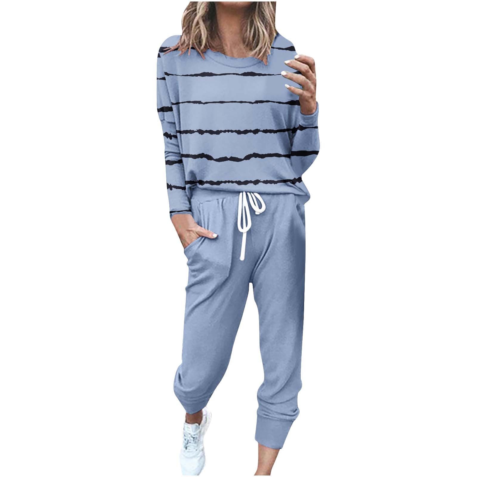 Xdegoge Women's 2-Piece Jogger Set - Long Sleeve Crew Neck Lounge Outfit for Airplane Travel, Athletic Sweatsuit & Tracksuit | Perfect for Gym, Yoga, Running & Casual Wear