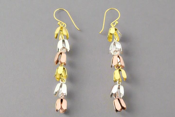 6 Drop Flower Earrings for Women - Silver, Gold & Rose Gold Dangle Earrings - Elegant Floral Jewelry for Parties, Weddings & Everyday Wear