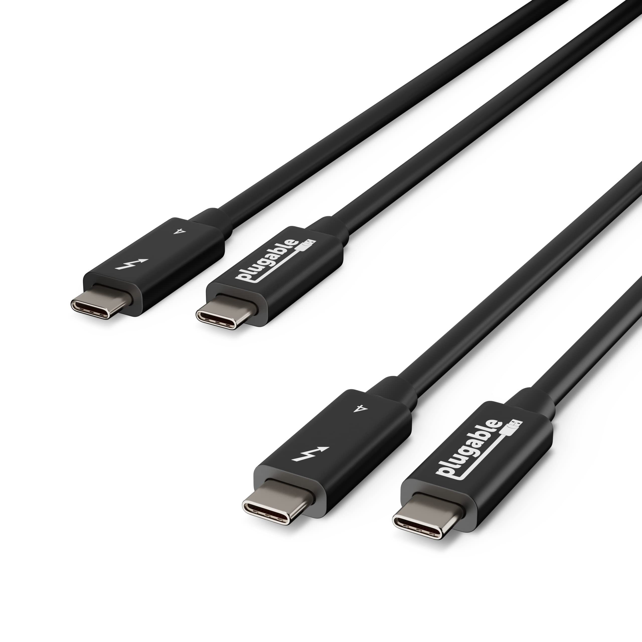 Plugable Thunderbolt 4 & USB4 Cable Bundle (3.2ft + 6.4ft) - 100W Fast Charging, 40Gbps High-Speed Data Transfer - Compatible with Thunderbolt 4/3, USB4, USB-C Devices [Certified] - Perfect for MacBook Pro, Dell XPS, and High-Performance Workstations