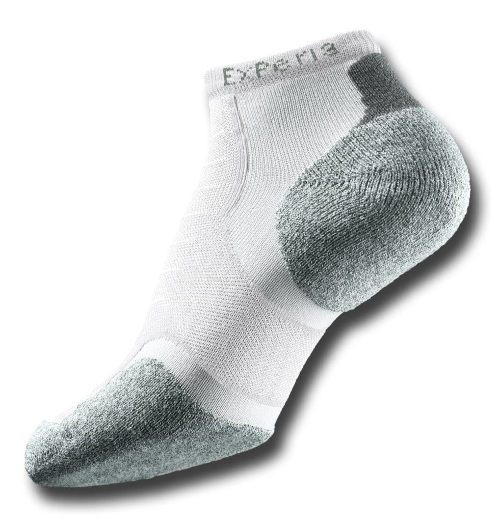 Thorlo Experia Micro Mini Unisex Running Socks - Breathable Cushioned Athletic Socks for Men & Women (White) - Perfect for Jogging, Gym Workouts & Outdoor Sports