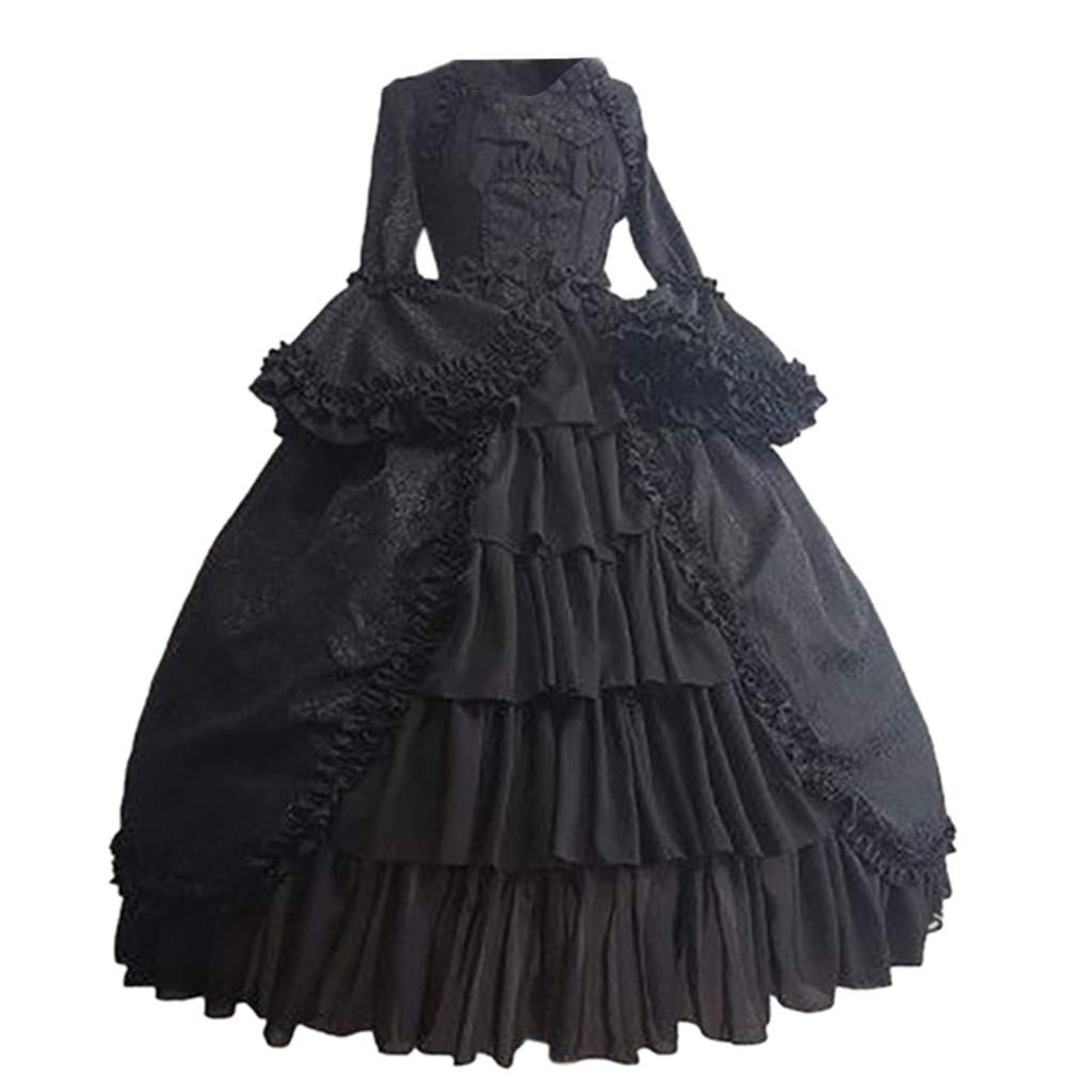 Bokeley Women's Gothic Lolita Dress with Ruffles & Bowknot - Elegant Maid Princess Costume for Anime Party, Cosplay, Halloween & Gothic Fashion Events