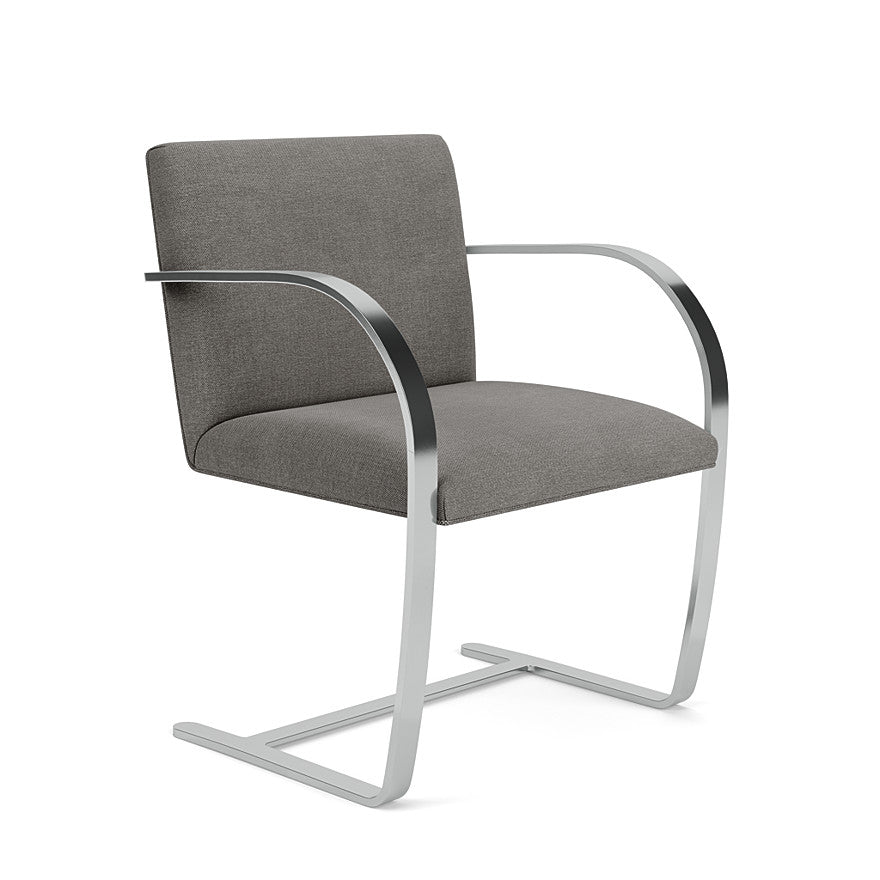 Brno Armchair in Flat Bar - Modern Lounge Chair for Living Room, Office & Dining Area - Mid-Century Inspired Design with Chrome Frame & Upholstered Seat