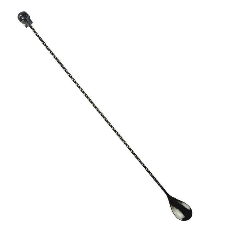 BarConic® 40cm Skull Cocktail Mixing Spoon - Gun Metal Finish for Professional Bartenders & Home Bars | Perfect for Stirring, Layering & Garnishing Cocktails