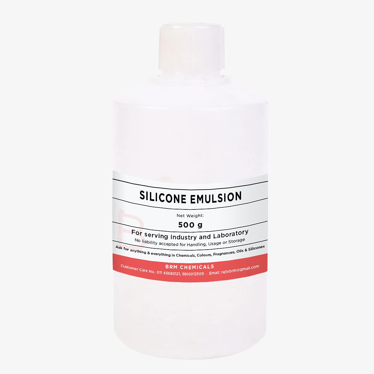 BRM Chemicals Premium Silicone Emulsion 500g - Professional Grade for Soap Making, Shampoo, Cosmetics, Moisturizer & Lotion - DIY Personal Care for Face, Hair, Skin & Body - Ideal for Home Use, Spa Treatments & Cosmetic Formulations (Pack of 1)