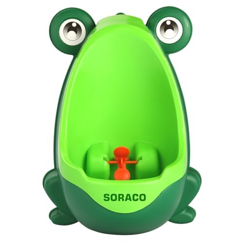 Fun Frog Potty Training Urinal for Toddler Boys - Green Bathroom Trainer with Funny Aiming Target - Perfect for Potty Training Toddlers at Home & Daycare