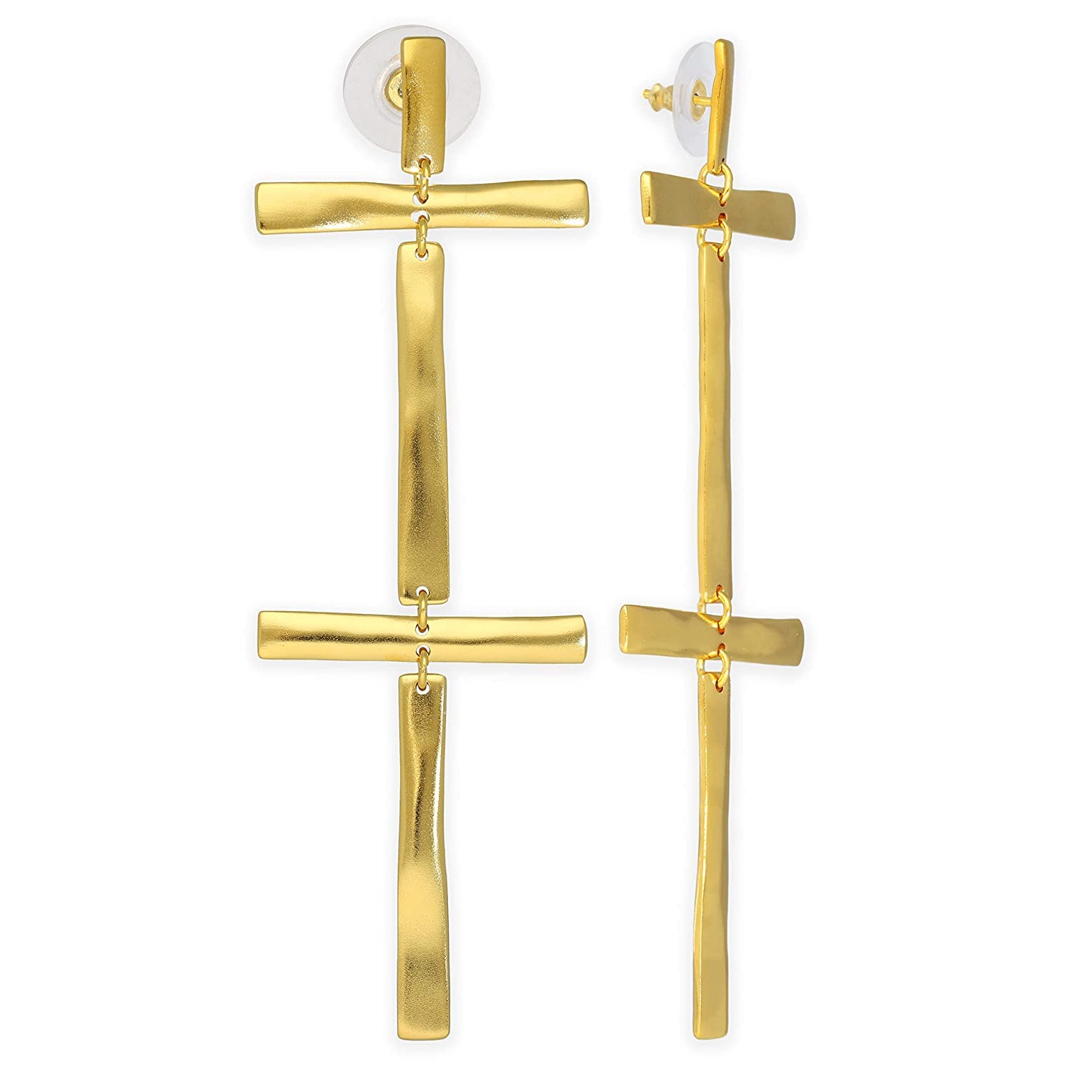 Handmade Sterling Silver Drop Dangle Cross Earrings - Large Statement Geometric Long Earrings for Women | Perfect for Church, Weddings & Boho Fashion
