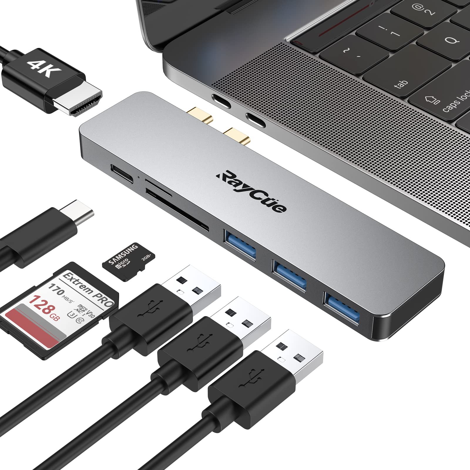 USB C Hub Adapter for MacBook Pro/Air M1/M2 - 4K HDMI, Thunderbolt 3 Charging, 3 USB 3.0 Ports, SD/TF Card Reader - Compatible with MacBook Pro/Air 2016-2023 | Perfect for Home Office, Video Editing & Multi-Device Connectivity