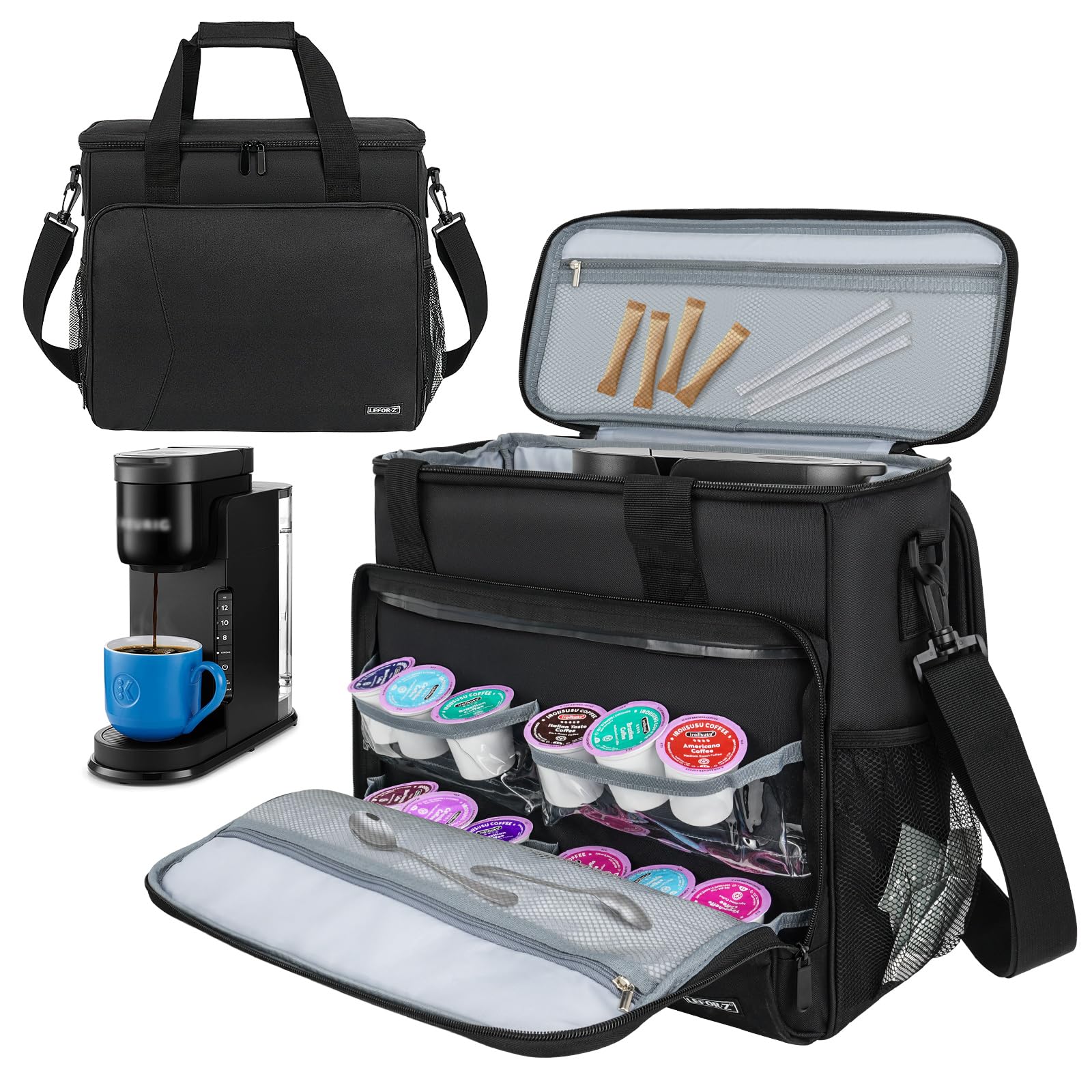 Portable Travel Coffee Maker Carrying Bag for Keurig K-Slim/K-Express/K-Iced & Ninja PB051/PB041ST - Compact Single Serve Coffee Machine Storage Case with Adjustable Shoulder Strap (Patented Design) - Perfect for Camping, Office & Road Trips