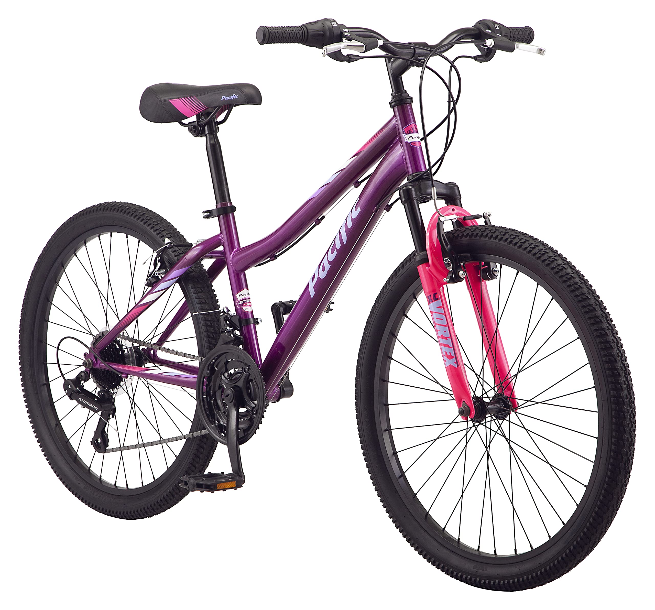 24-Inch Girls Mountain Bike with 21-Speed Twist Shifters & 14-Inch Steel Frame - Purple | Perfect for Trail Riding, Commuting & Outdoor Adventures