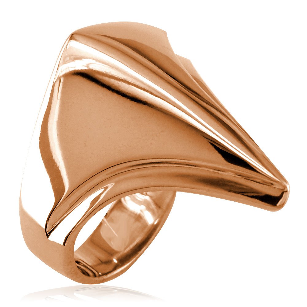 18K Rose Gold Large Contemporary Triangular Ring for Women - Elegant Geometric Jewelry for Weddings, Parties & Everyday Wear
