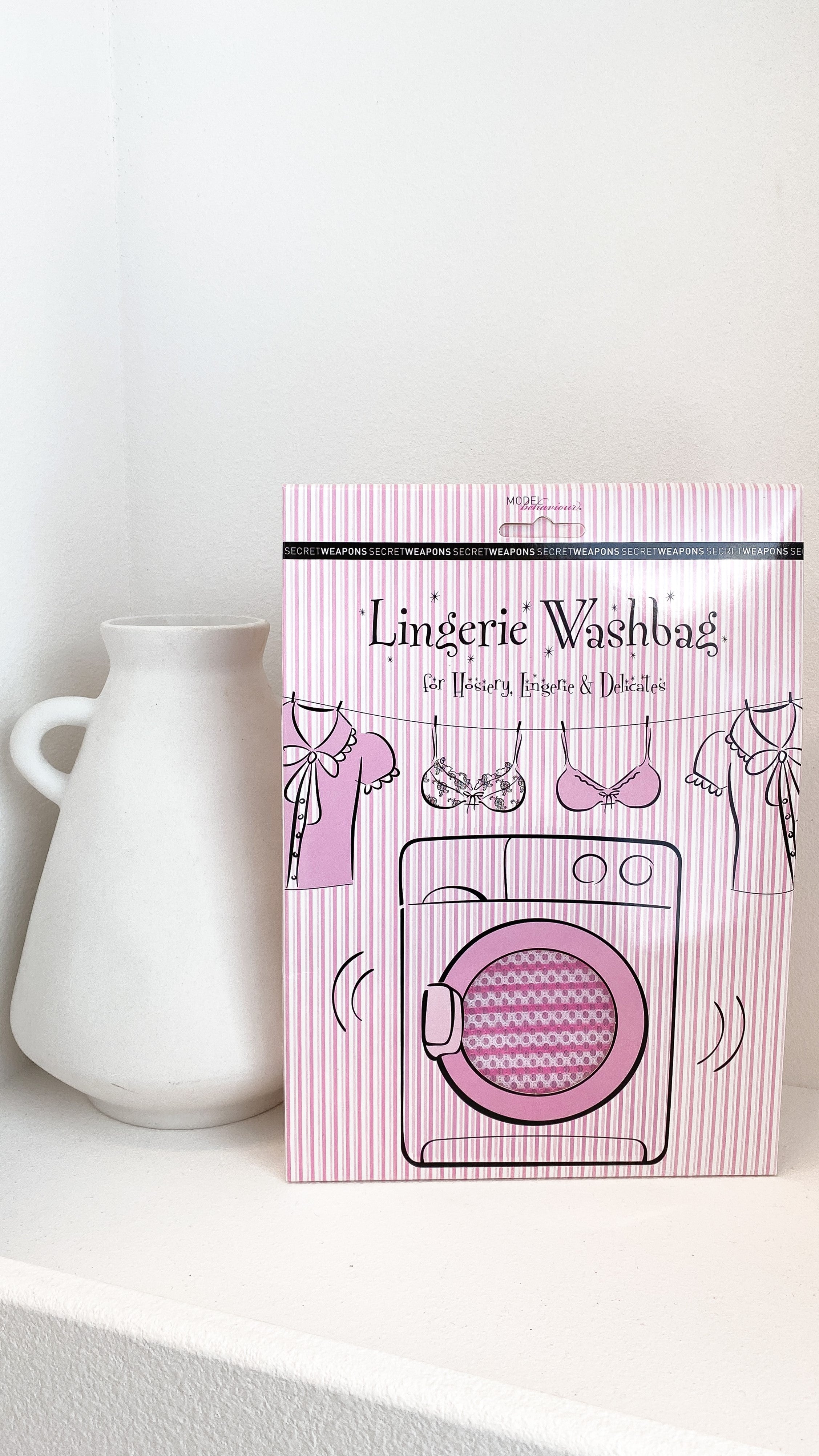 Delicate Lingerie Wash Bag for Bras & Underwear - Pink & White Mesh Laundry Protector | Perfect for Travel, Gym & Hand Washing