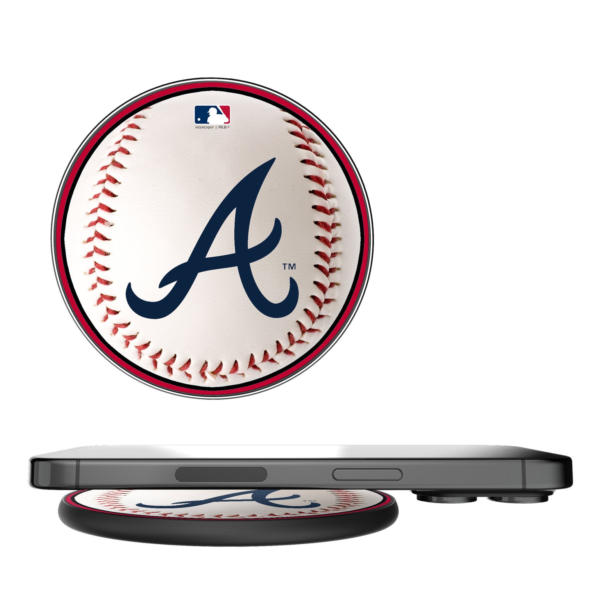 Atlanta Braves MLB 15W Fast Wireless Charger - Compatible with iPhone & Android Phones - Perfect for Home, Office & Car Use