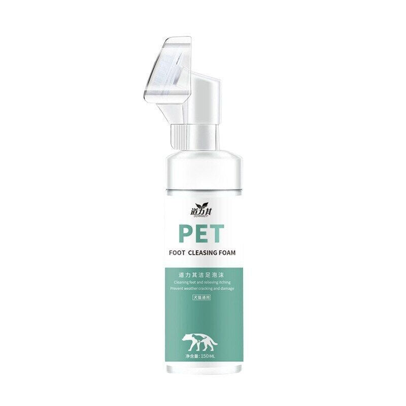 Pet Paw Cleaning Foam Shampoo with Silicone Brush - 150ml Gentle Wash for Dogs & Cats - Perfect for Post-Walk Cleaning, Mud Removal & Paw Hygiene Care